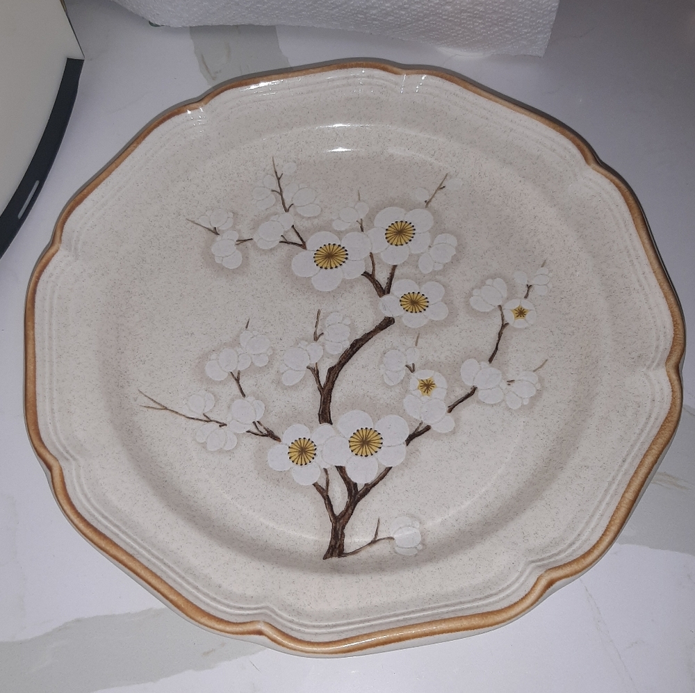 Mikasa Plate Platter Serving Dish 10"  Floral Branch White Petals